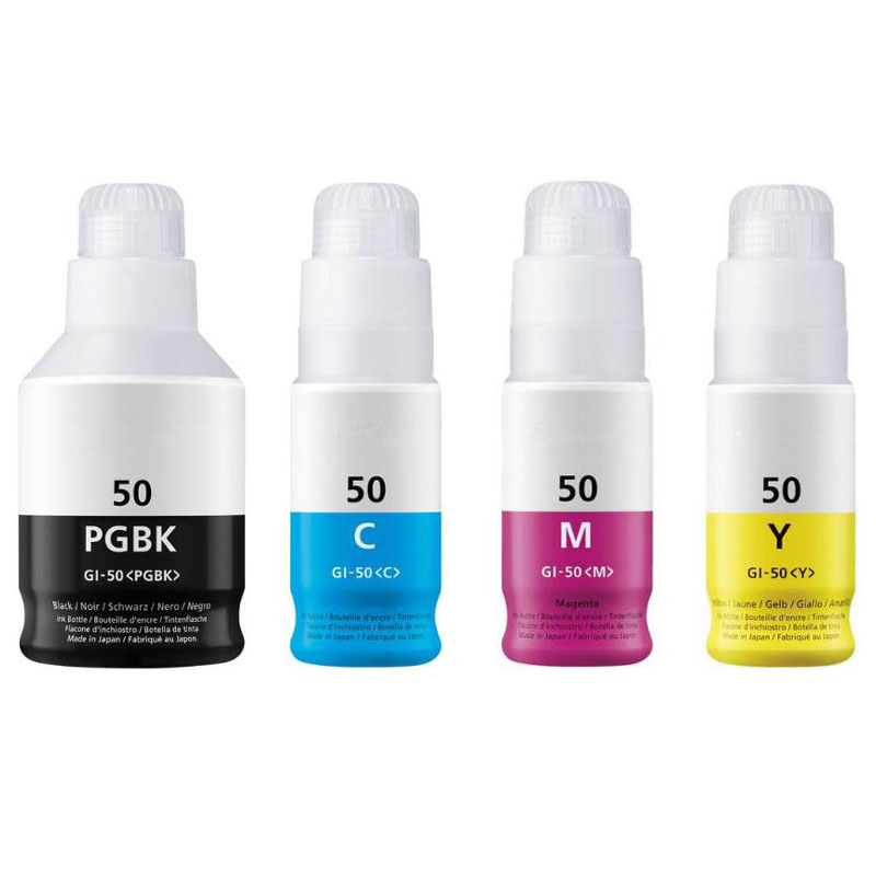 Compatible Canon GI-50 Full Set of Ink Bottles (Black/Cyan/Magenta/Yellow)
